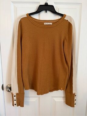 We The Free Waffle-Knit Pullover in Camel
